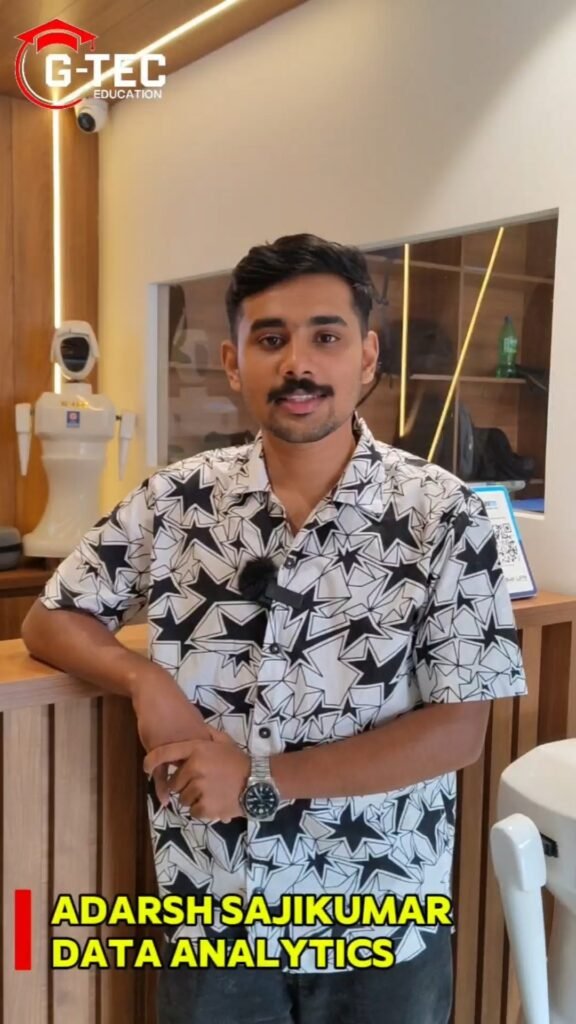 Adarsh Sajikumar, Data Analytics student at G-TEC Perumbavoor