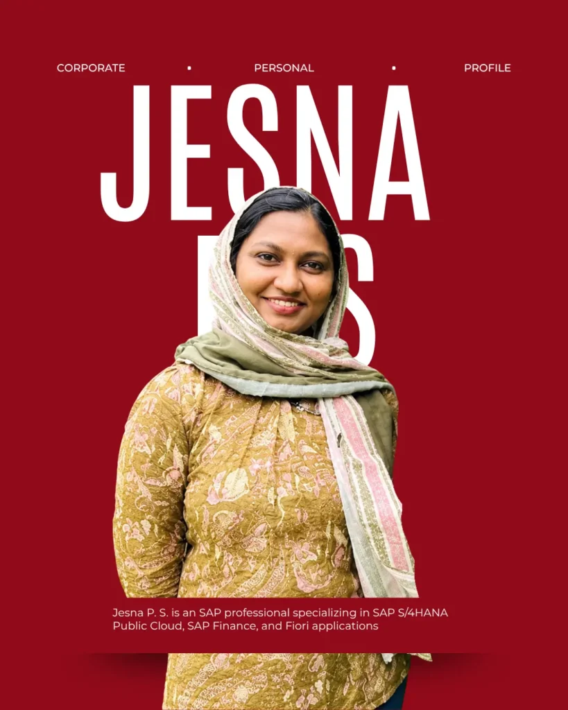 Jesna P. S., SAP Finance Trainer at G-TEC Perumbavoor
